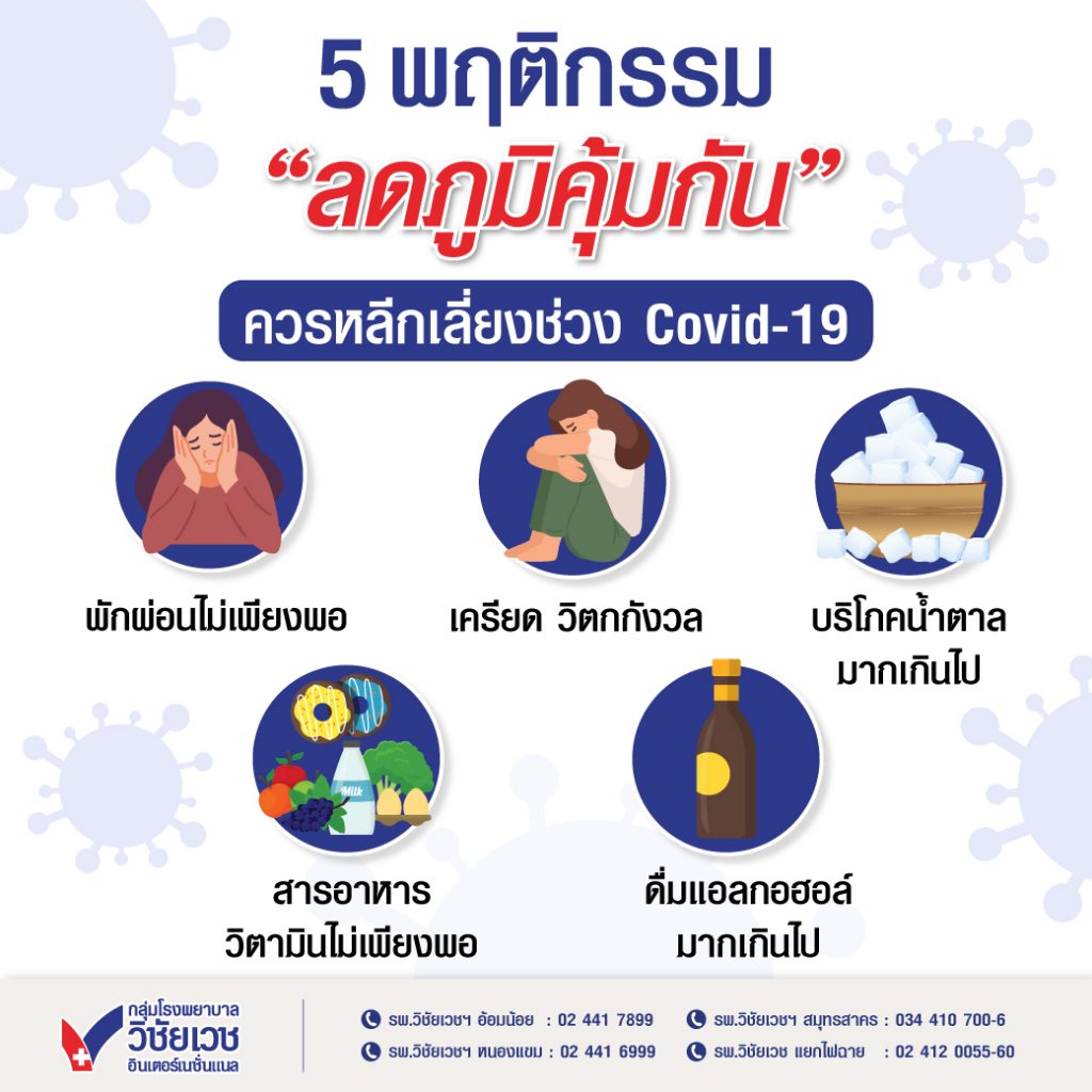 5 พฤติกรรม ลดภูมิคุ้มกัน ควรหลีกเลี่ยง ช่วง Covid-19