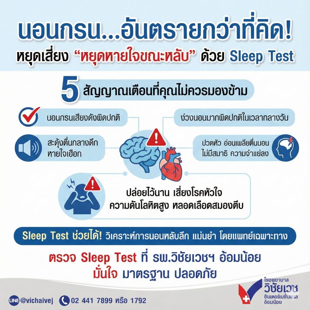 นอนกรน…อันตรายกว่าที่คิด หยุดเสี่ยง “หยุดหายใจขณะหลับ”ด้วย Sleep Test